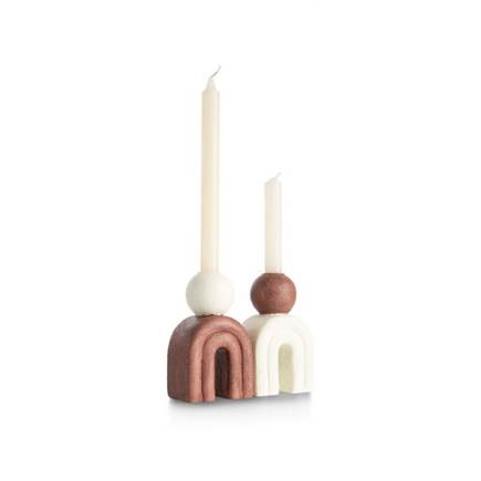 Coco Maison Lot kandelaar H15,5cm Creme